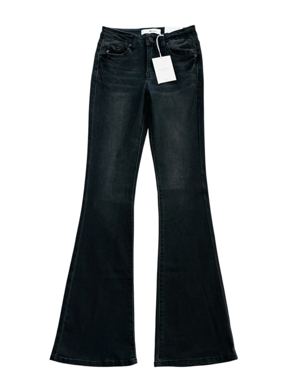 KanCan Women's Size 3/25 Estilo Mid Rise Flared Black Jeans 34 in Inseam